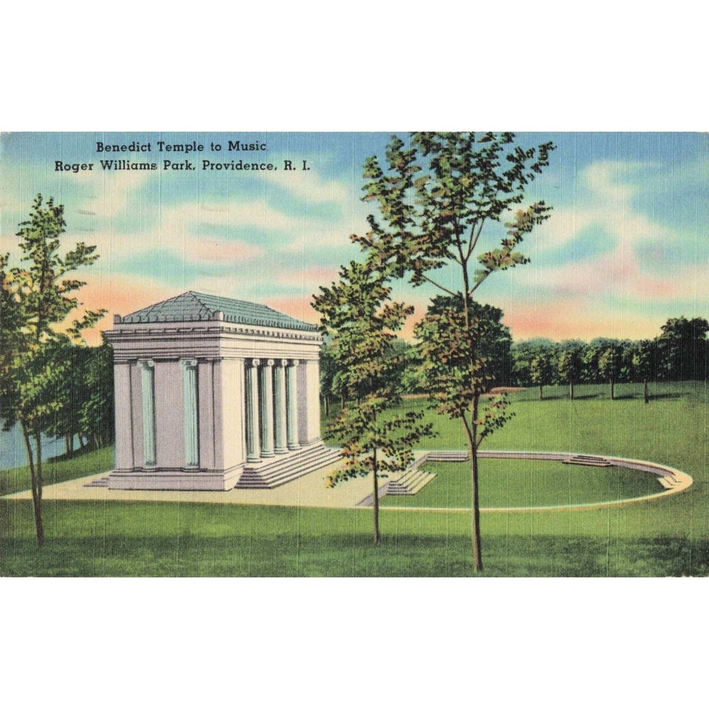 Vintage 1948 Benedict Temple to Music Roger Williams Park Providence RI Postcard